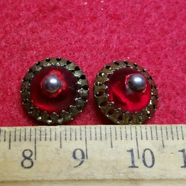 Vintage Set Of LA PARIS Red Czech. Circumflex Shank Buttons rare 