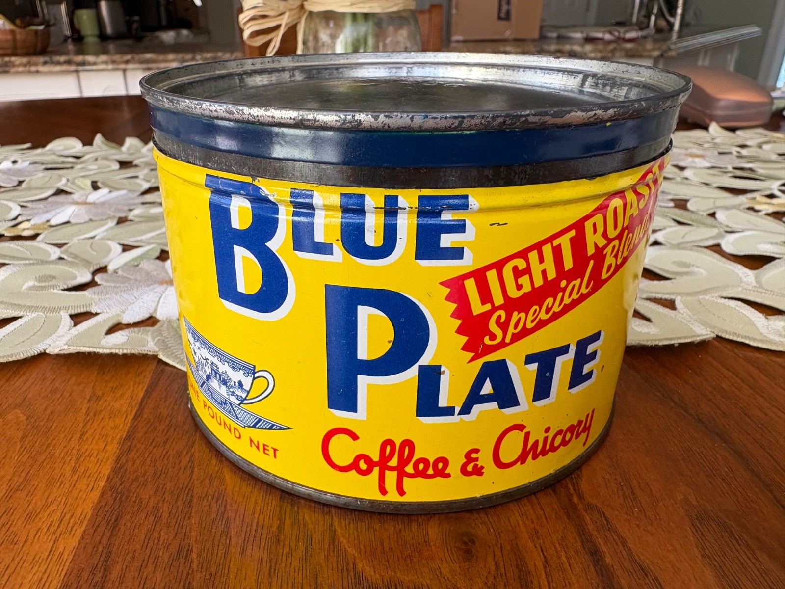 Vintage Blue Plate keywind coffee tin Vintage Blue Plate keywind coffee tin