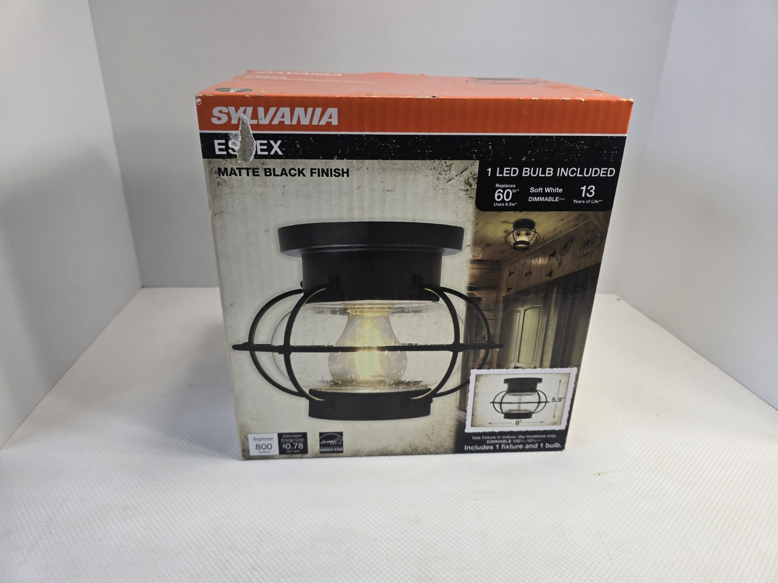 Sylvania Essex Semi-Flush Mount Light Fixture with 800 Lumen Bulb