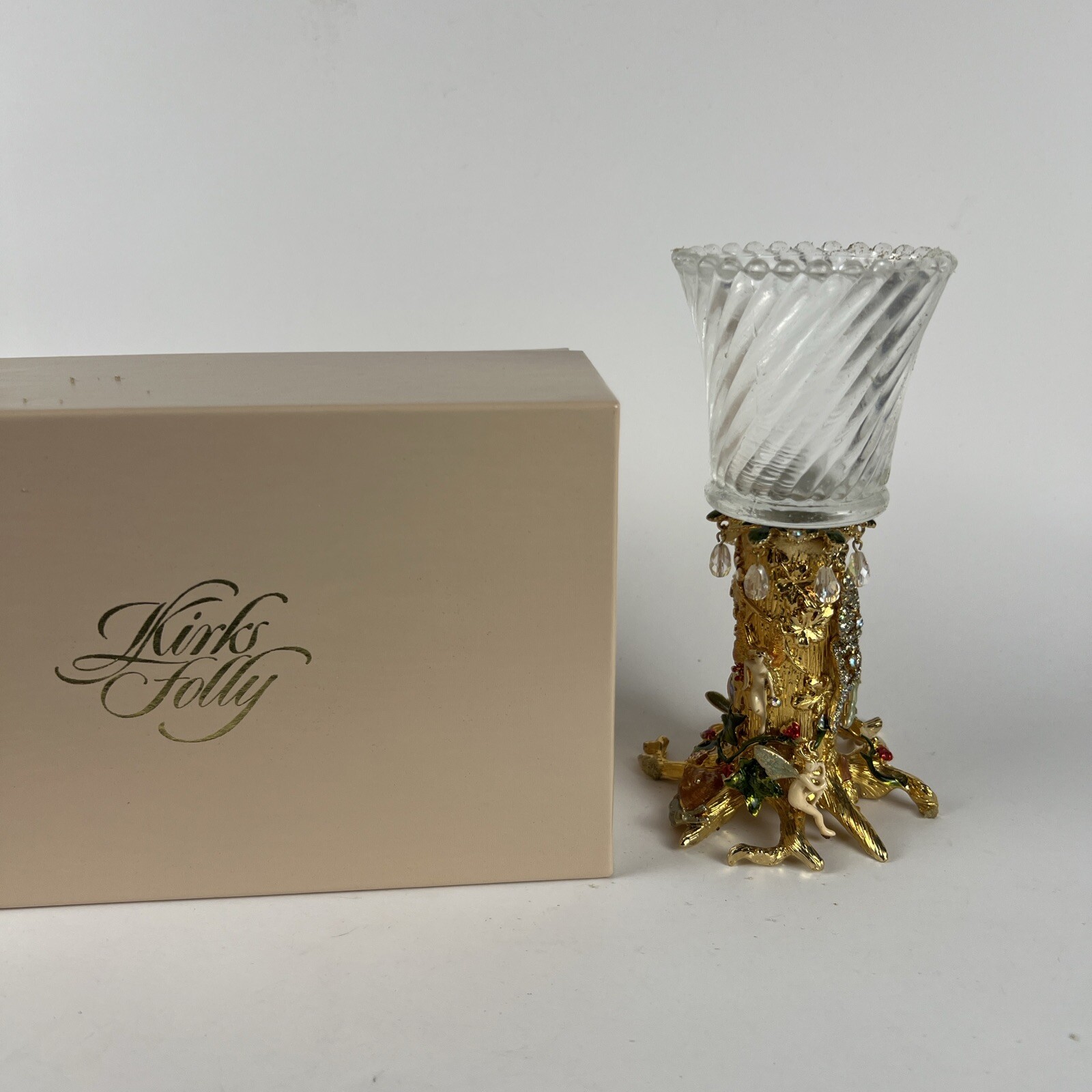 Vintage Kirks Folly Fairy Magic Fairy Tree Gold With Glass Candle Holder NEW