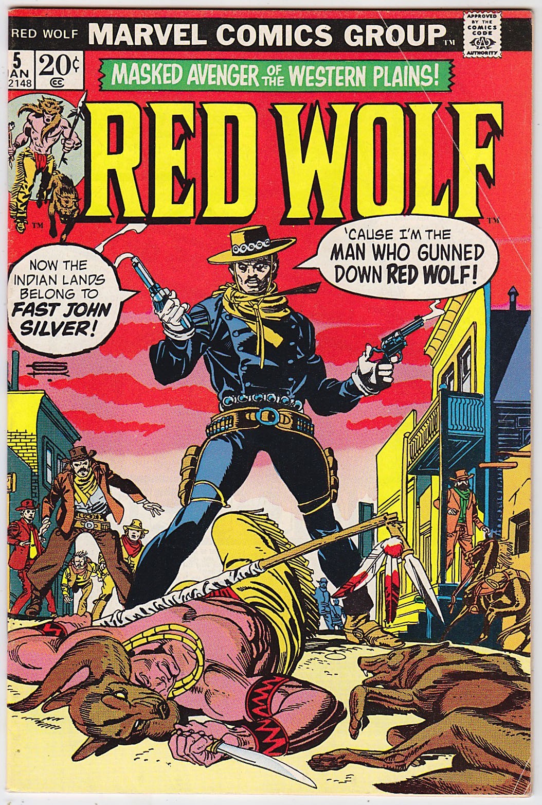 Red Wolf #5 1972, Fast John Silver Syd Shores, Roy Thomas, Gardner Fox VF- 7.5