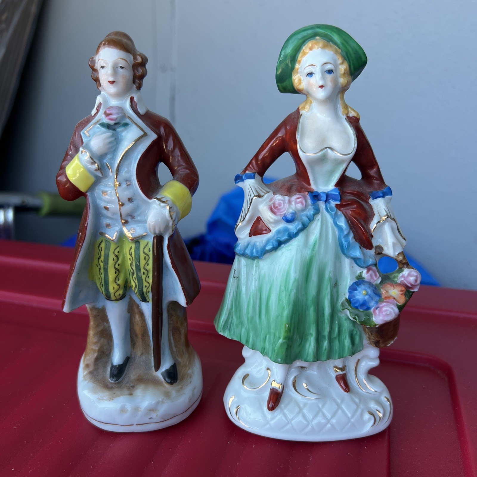 Vintage 1940's Porcelain Colonial figurines from Occupied Japan Vintage 1940's Porcelain Colonial figurines from Occupied Japan