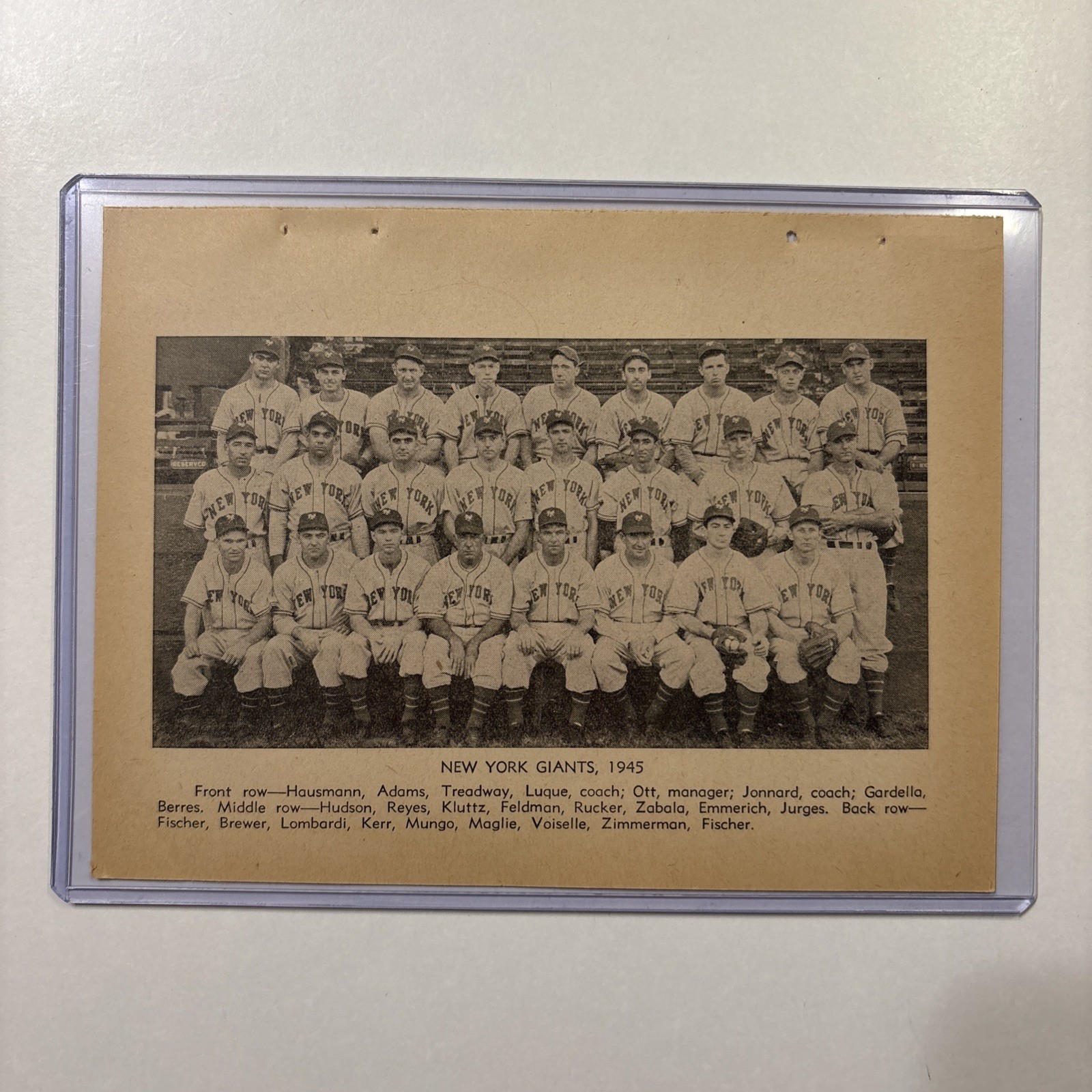 1945 New York Giants Team Picture Vintage Baseball Antique Mel Ott & Lombardi