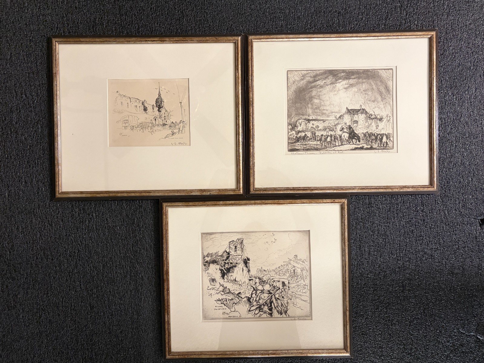 1918 WWI Lester G Hornby Pencil Signed Etchings Chateau-Thierry Argonne Meuse 3 1918 WWI Lester G Hornby Pencil Signed Etchings Chateau-Thierry Argonne Meuse 3