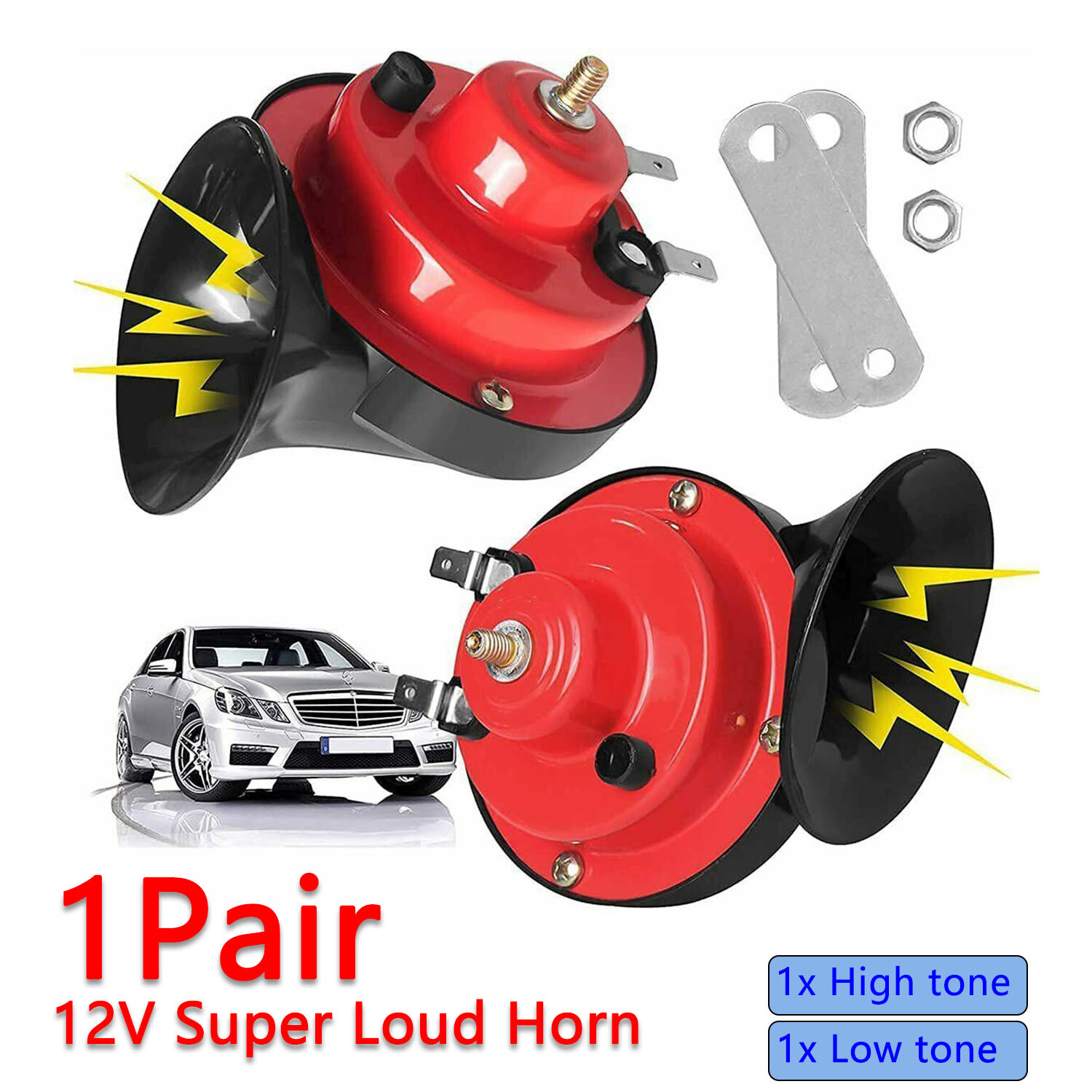2x 12V Super Loud High Low Tone Universa Car electric bicycle Horn Waterproof