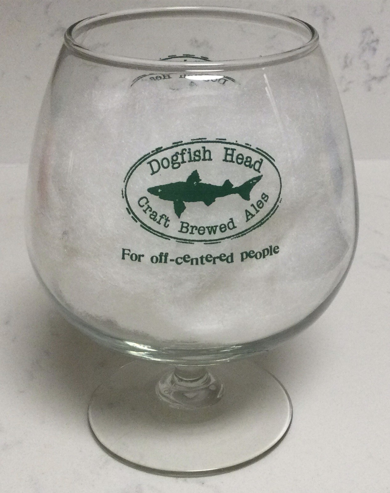 RARE DOGFISH HEAD GIANT STEMMED SNIFTER CHALICE BEER GLASS 20 OZ SHARK LOGO