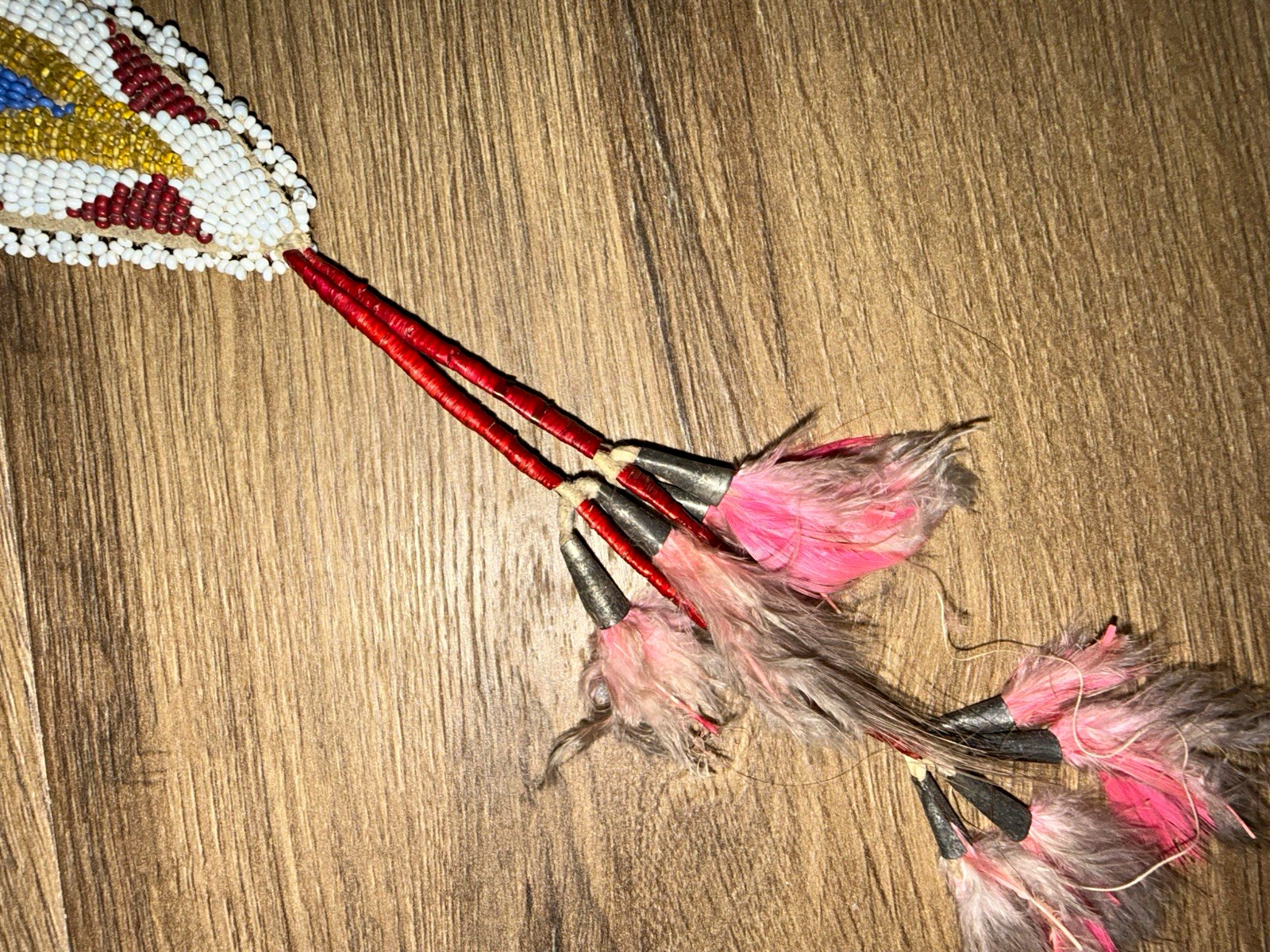 Sioux Native American US Handmade Beaded hammer w/ Feather Decoration c.1890’s