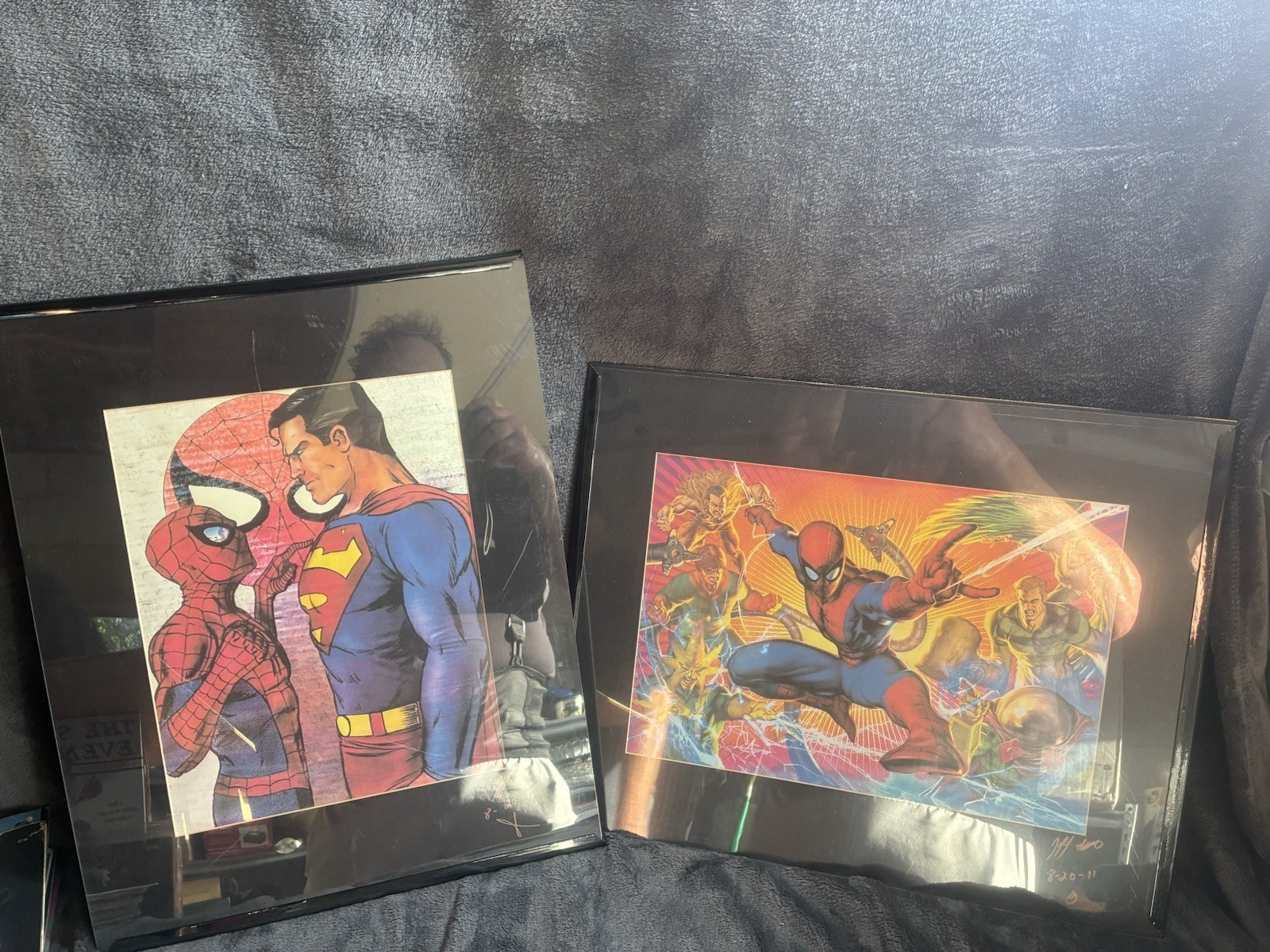 Signed Jeph LoebSpider-Man & Superman Poster Lot 2pc Marvel DC Comic Wall Art Signed Jeph LoebSpider-Man & Superman Poster Lot 2pc Marvel DC Comic Wall Art