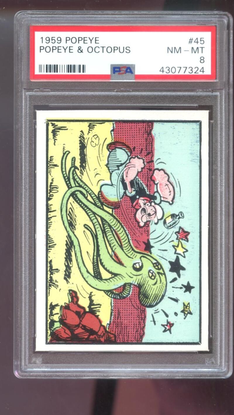 1959 Popeye #45 Octopus PSA 8 Graded Card Ad-Trix King Features Syndicate Inc.