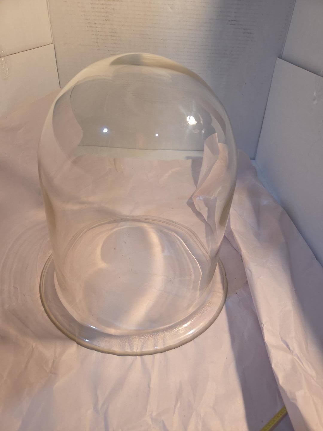Vintage Clear Glass Industrial Tower Beacon Light Globe Dome 10 1/8 Large ground