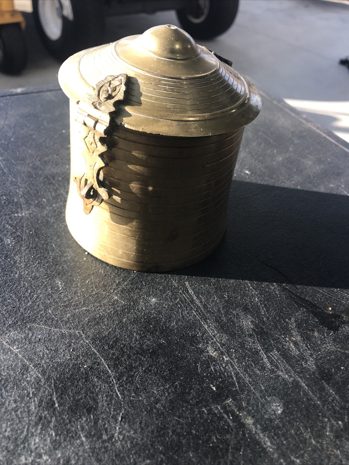 Brass Tea Caddy or Biscuit Tin Vintage  MCM Made In India