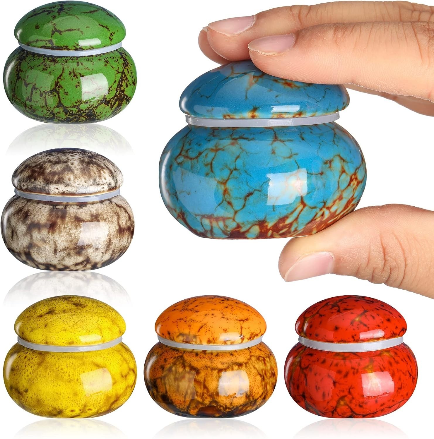 Bucherry 6 Pieces Ceramic Small Urn Orange, Red, Brown, Green, Blue, Yellow Bucherry 6 Pieces Ceramic Small Urn Orange, Red, Brown, Green, Blue, Yellow