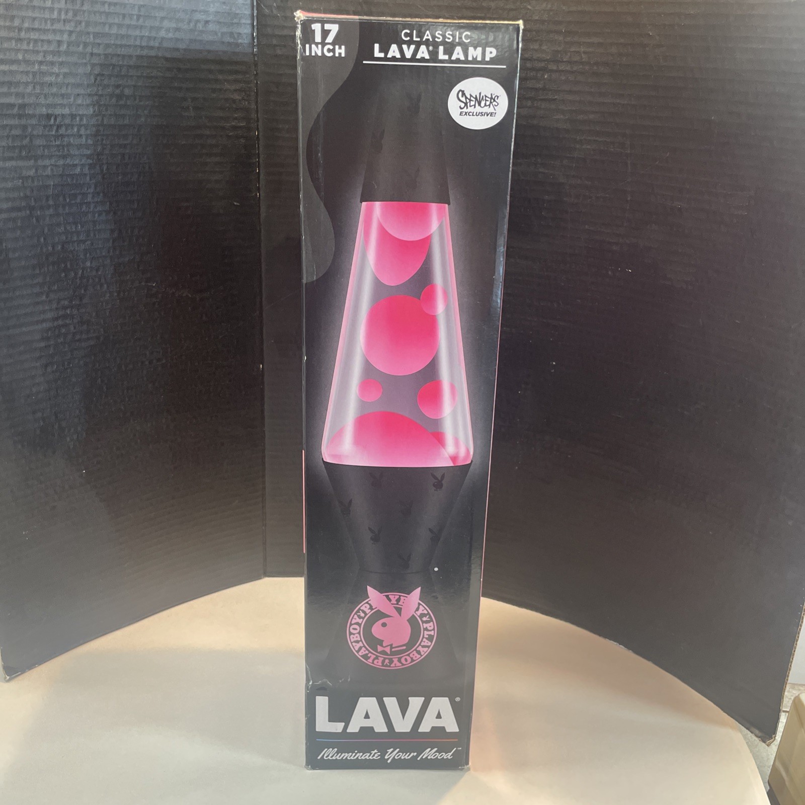 Rare Spencer’s Schilling Exclusive Playboy Lava Lamp Pink Clear Black Base New