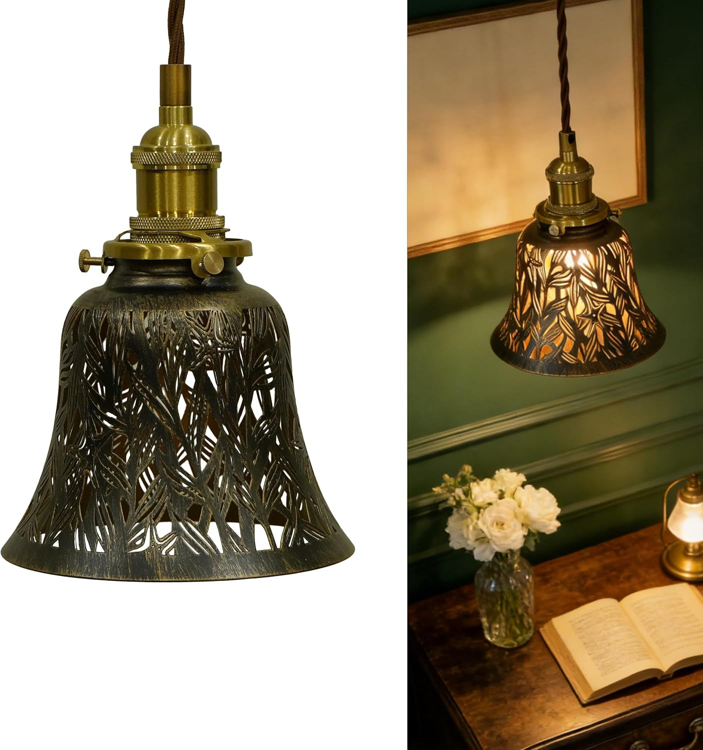 Vintage Etched Starfish Pendant Light - Bronze & Gold Hanging Lamp Vintage Etched Starfish Pendant Light - Bronze & Gold Hanging Lamp