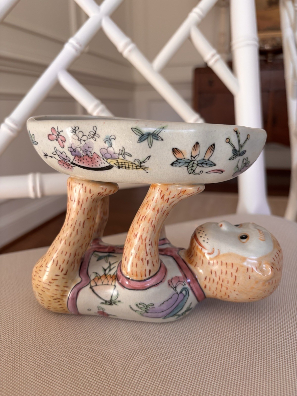 vintage chinoiserie monkey trinket dish vintage chinoiserie monkey trinket dish