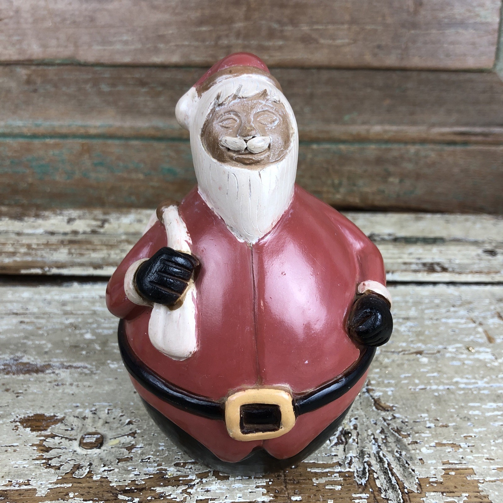 Vintage Chulucanas Peru Signed Miguel Sullon Paz Pottery Santa 5” Figurine Fat Vintage Chulucanas Peru Signed Miguel Sullon Paz Pottery Santa 5” Figurine Fat