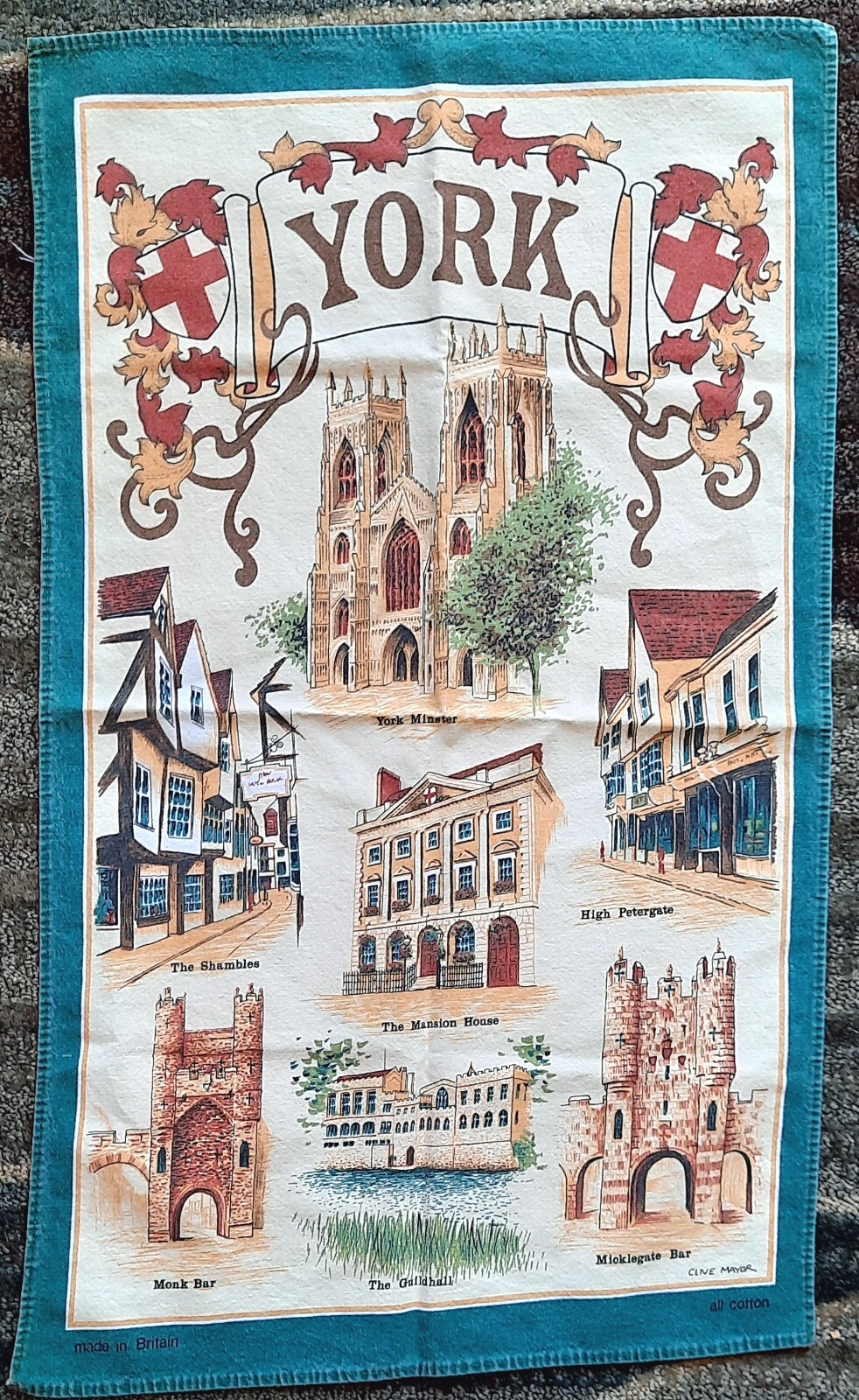 Vintage Clive Mayor Vista UK York Cotton Tea Towel 17\