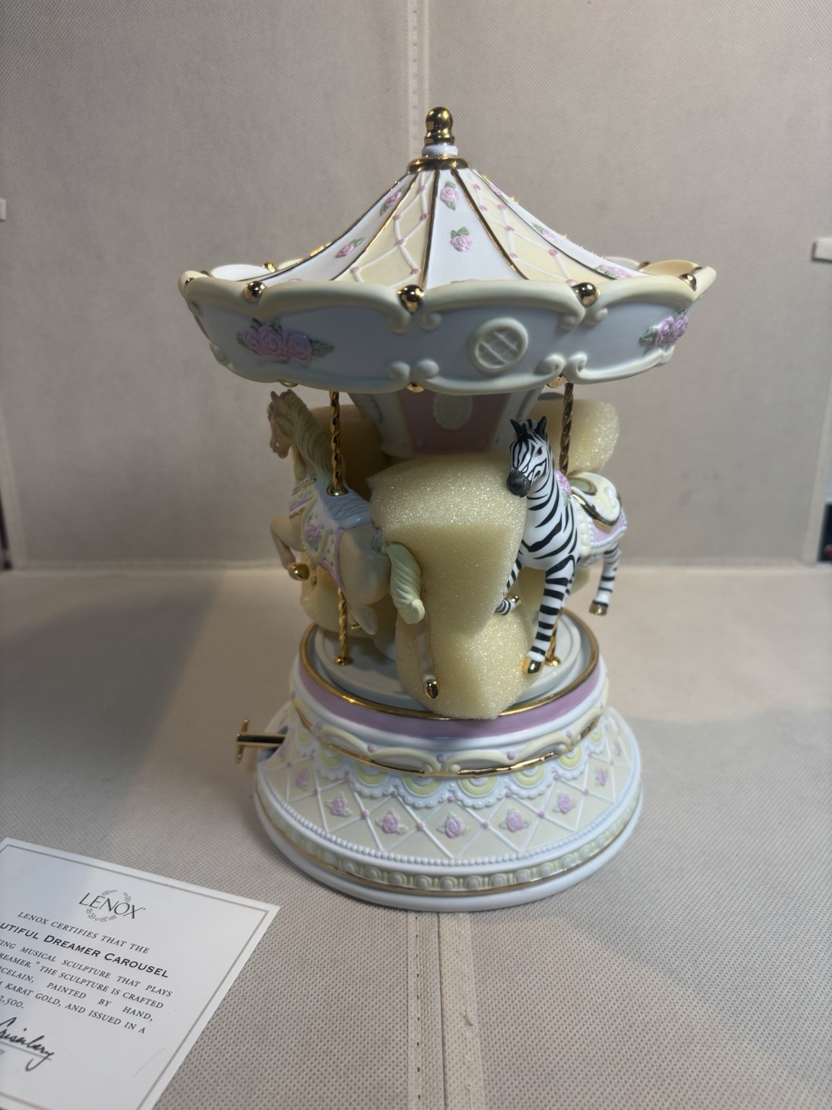 Lenox Beautiful Dreamer Carousel Musical Porcelain 24K Gold Limited 1/2500 COA