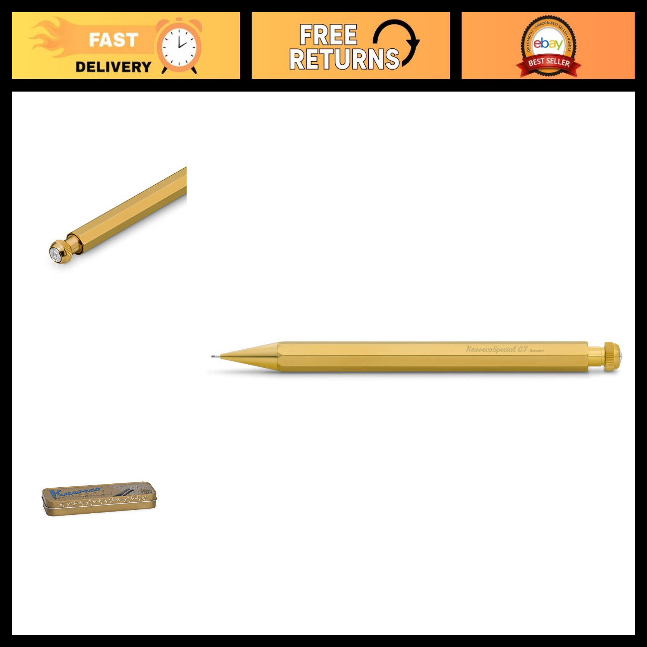 Premium Brass Mechanical Pencil 0.7mm | Refillable Push Lead Pencil with Eraser Premium Brass Mechanical Pencil 0.7mm | Refillable Push Lead Pencil with Eraser
