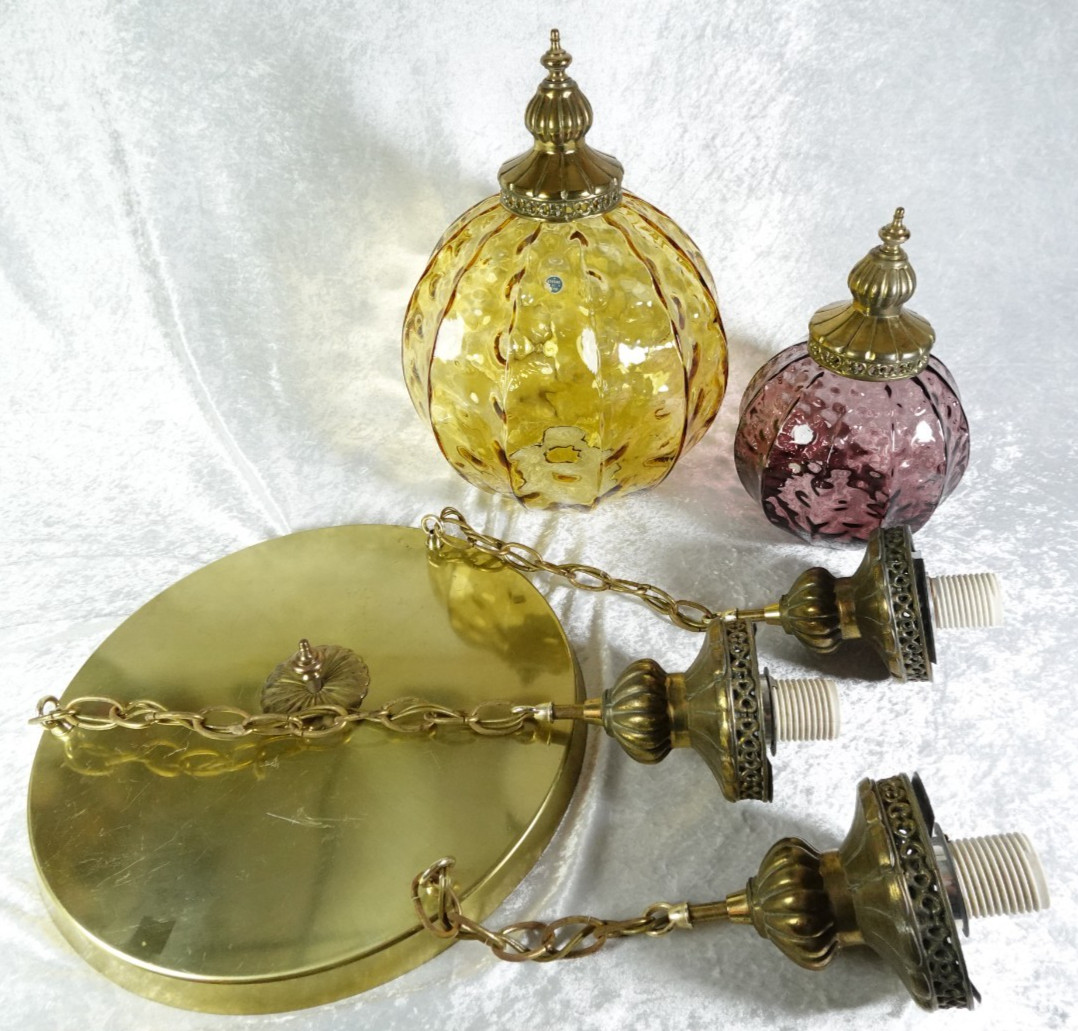 Fantastic MCM Partial Swag Light Fixture EJS Lighting Corp 2 Globes Made Sweden