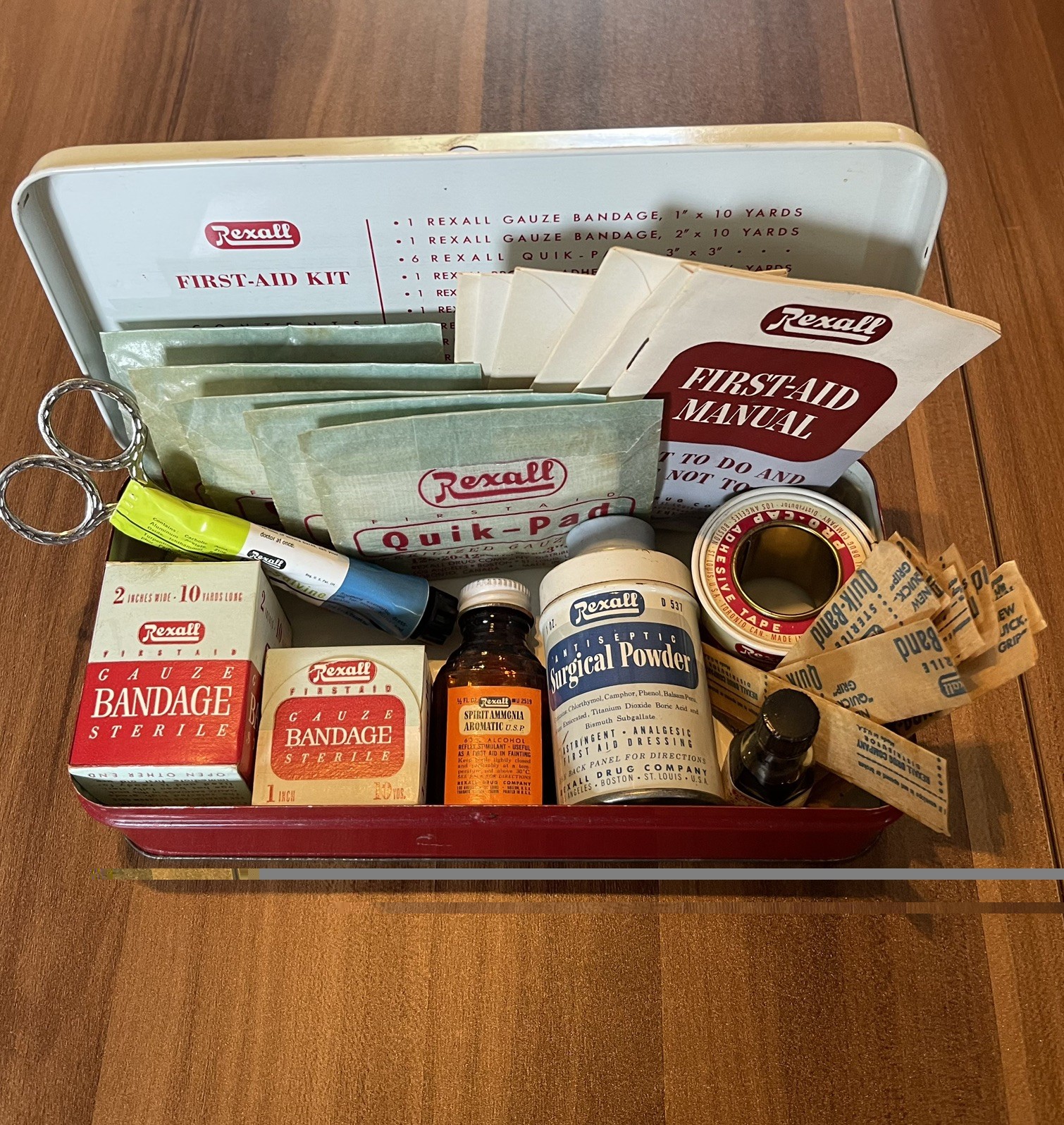 Vintage 1950s Rexall 504 First Aid Kit Complete W/Sealed Unopened Supplies RARE