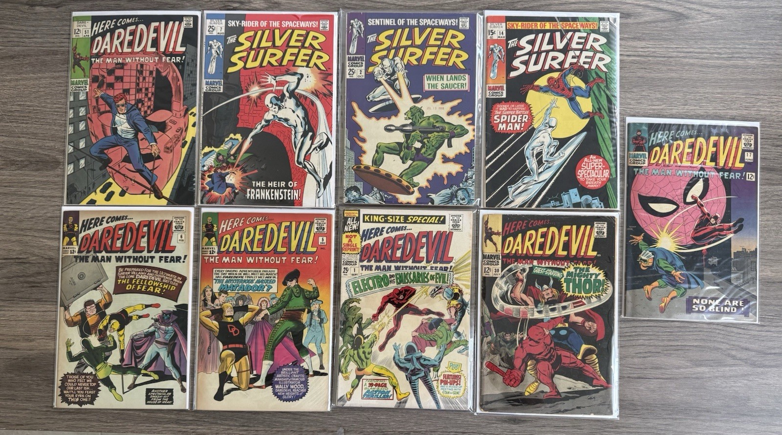 Silver-Age Daredevil & Silver Surfer Comic Lot of 9 1st Fear, 1st Matador, Etc. Silver-Age Daredevil & Silver Surfer Comic Lot of 9 1st Fear, 1st Matador, Etc.