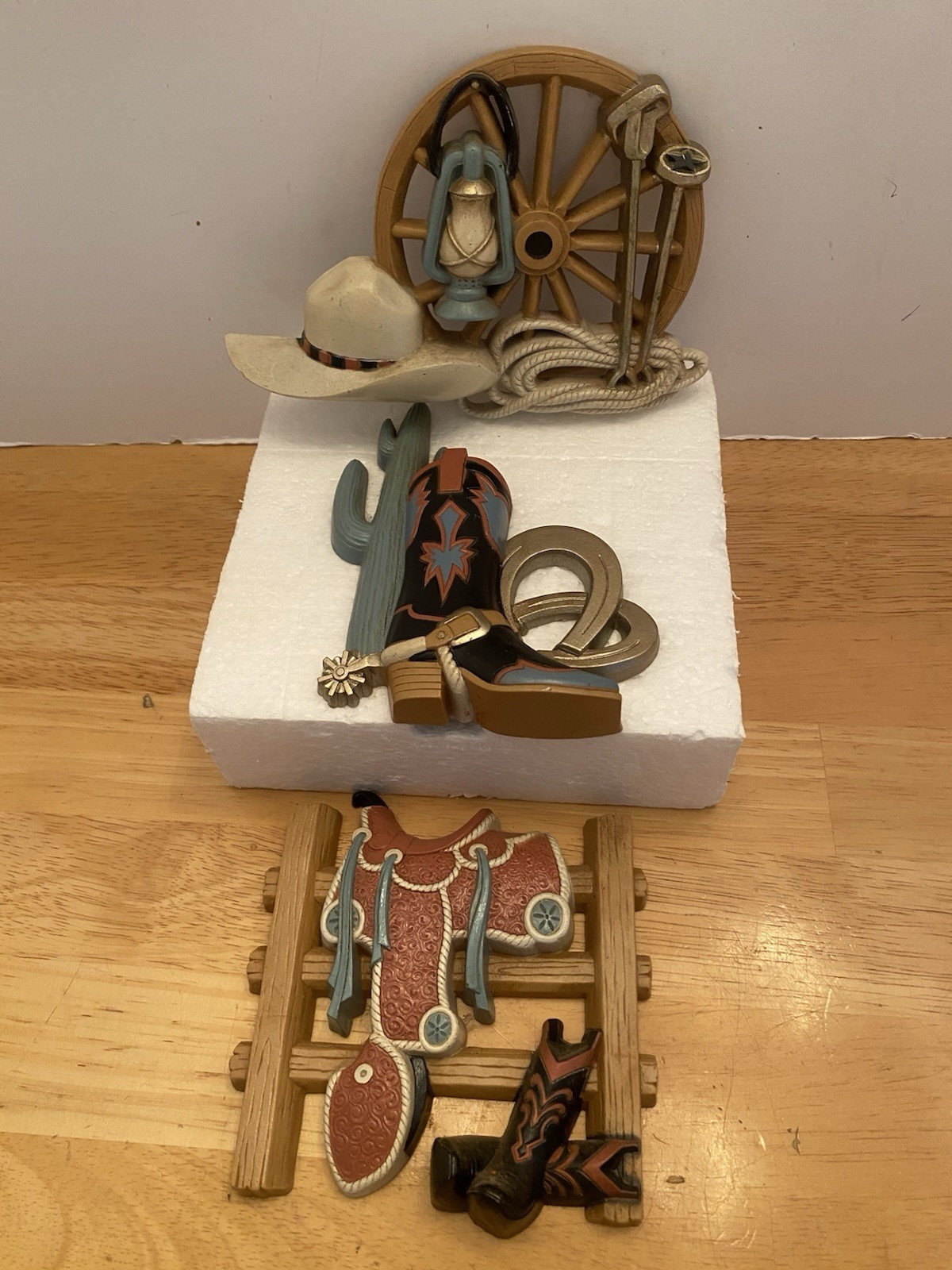 Vtg. Burwood / Home Interior Southwestern/ Cowboy Wall Plaques, Lot Of 3