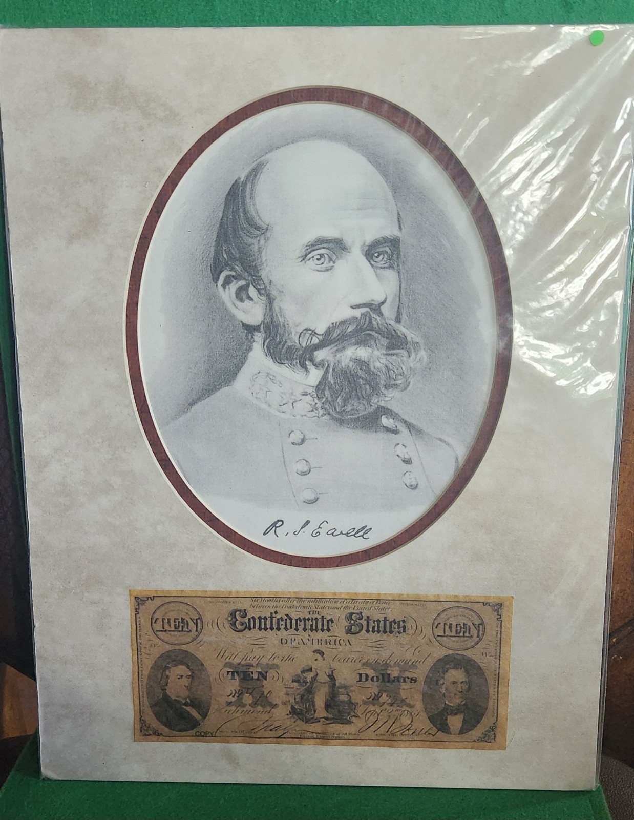Vintage Portrait Sketch/print of Richard S. Ewell Produced in the 1970s