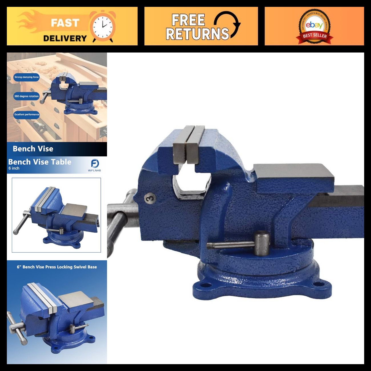 6 Inch Bench Vise Table Top Clamp with Locking Swivel Base - Heavy Duty Tool 6 Inch Bench Vise Table Top Clamp with Locking Swivel Base - Heavy Duty Tool