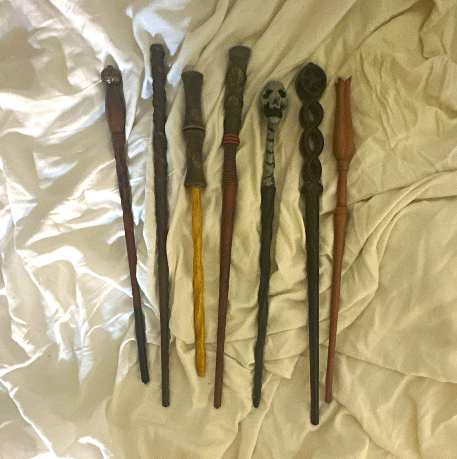 Lot of 7 Collectible Interactive Magic Wands, Assorted Designs - Magic Genre