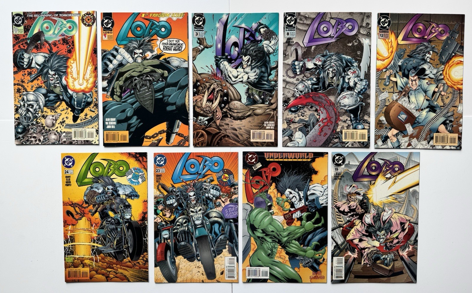 Lobo #0 1 3 8 12 19 22 23 24 Comic Lot (9) DC 1993 Alan Grant VF/NM