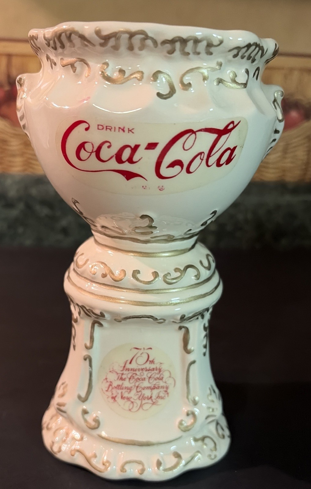 Vintage Coca-Cola Ceramic Urn/Pencil Holder, No Box