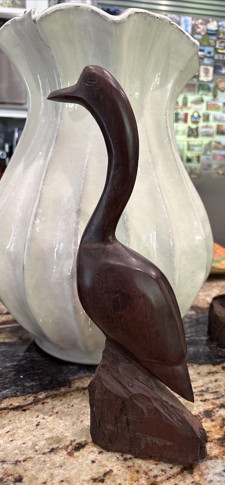 Vintage Hand Carved Ironwood Standing Bird  13” Tall