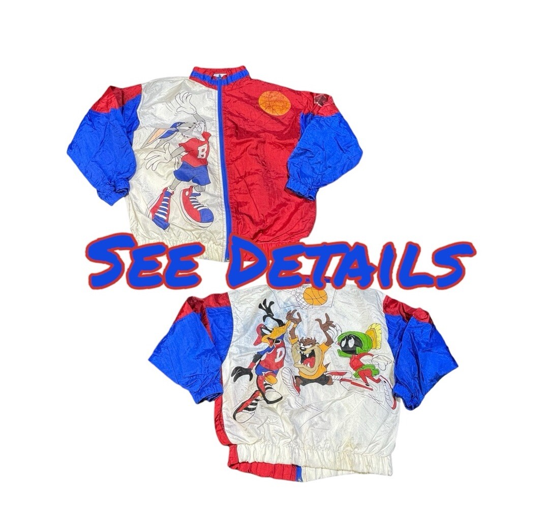 Vintage Looney Tunes by Mighty Mac Bugs Taz Marvin Daffy Basketball Windbreaker
