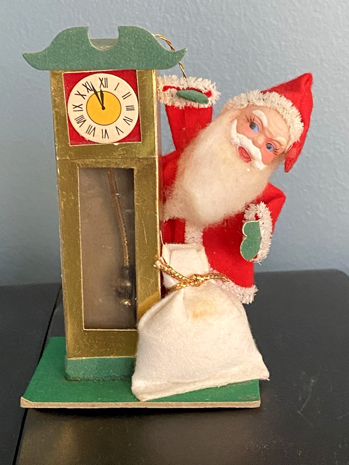 Vintage Santa with Grandfather Clock, Japan - Rare - very nice