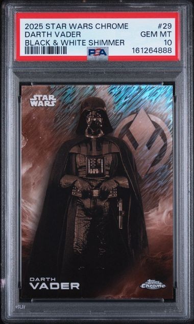 2025 TOPPS STAR WARS CHROME DARTH VADER BLACK & WHITE SHIMMER #29 PSA 10 2025 TOPPS STAR WARS CHROME DARTH VADER BLACK & WHITE SHIMMER #29 PSA 10