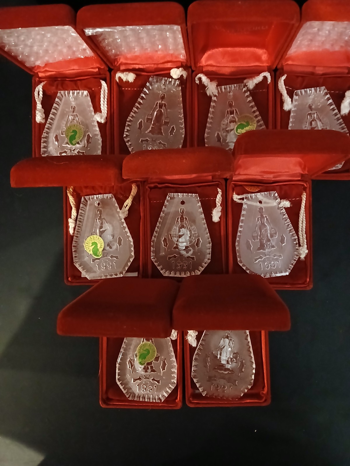 Waterford Crystal 12 Days of Christmas 1991 Ornament Eight 8 Maids a Milking BOX