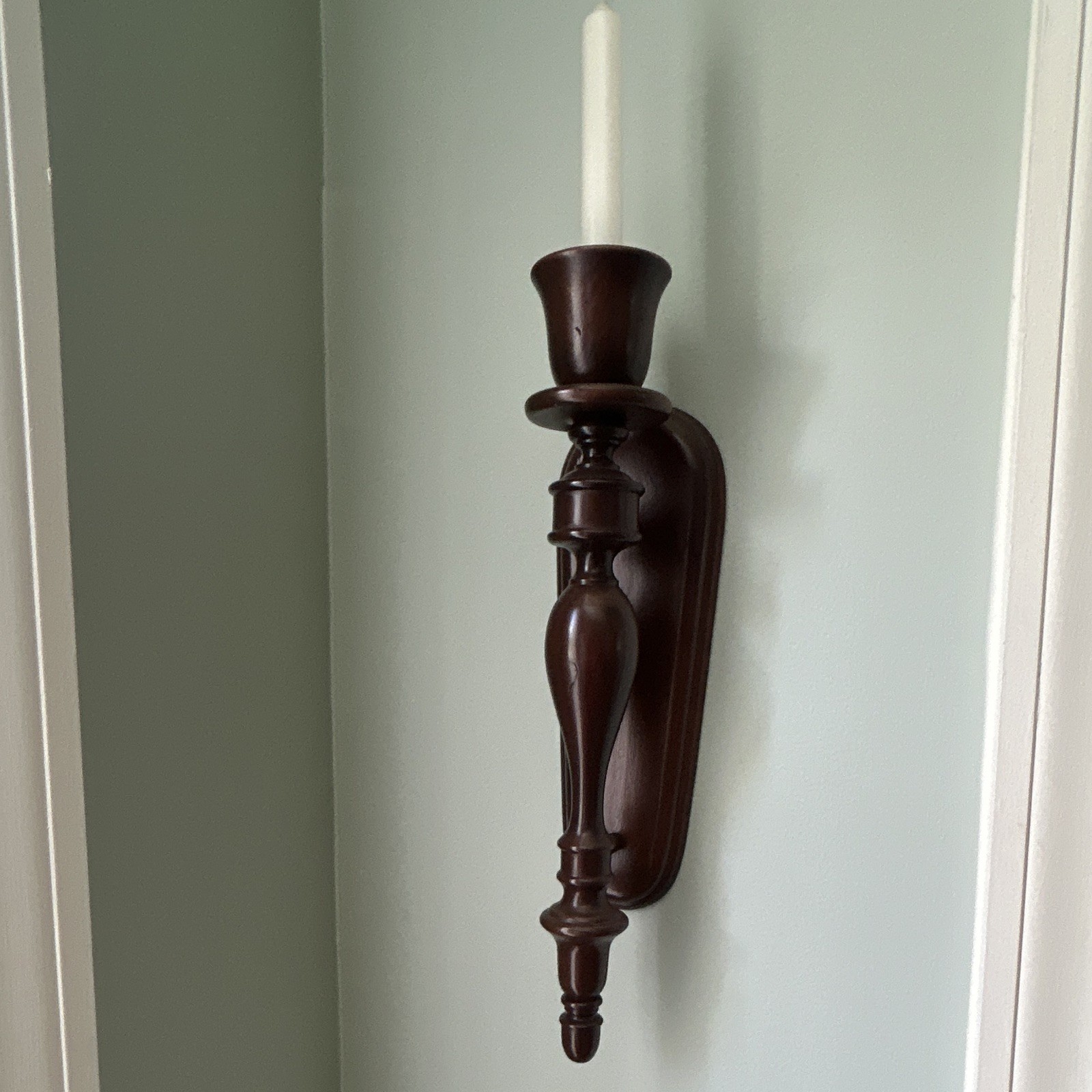 Beautiful Charles Lester’s Wood dark stain wall candle sconce