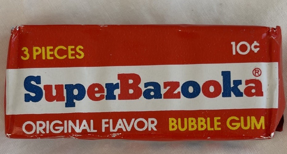 Vintage 1970’s TOPPS SUPER BAZOOKA BUBBLE GUM  Sealed Pack  New Old Stock  RARE
