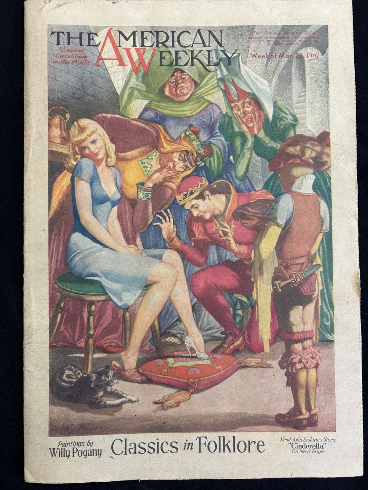 American Weekly Magazine March 29, 1947 Willy Pogany art Cinderella feature