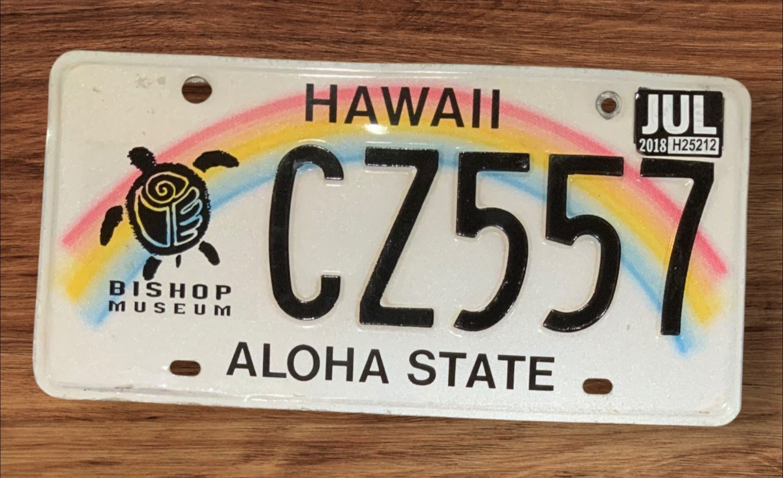 HAWAII TURTLE  BISHOP MUSEUM  GRAPHIC  AUTO LICENSE PLATE \