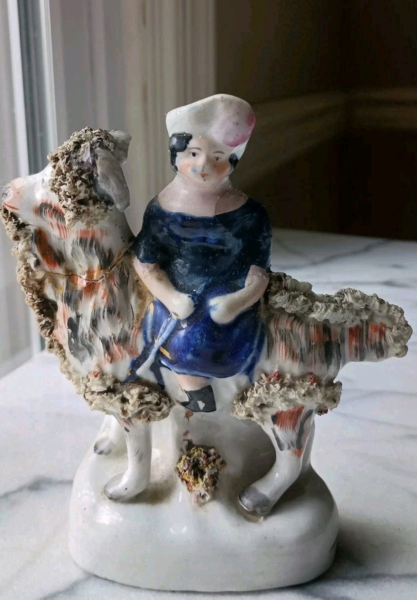 Princess Victoria Adelaide Mary Louise Riding Goat~ Staffordshire Figurine 19thC