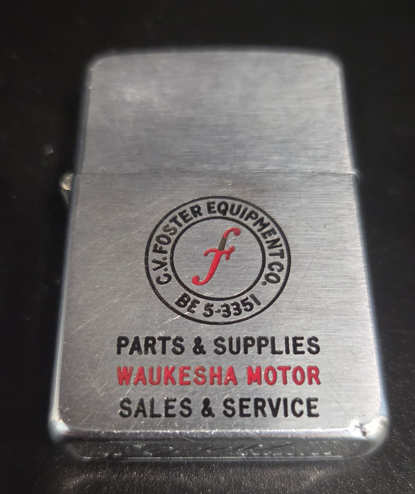 Vintage 1957 Zippo C V Foster Equipment Waukesha Motor Advertising Lighter Vintage 1957 Zippo C V Foster Equipment Waukesha Motor Advertising Lighter