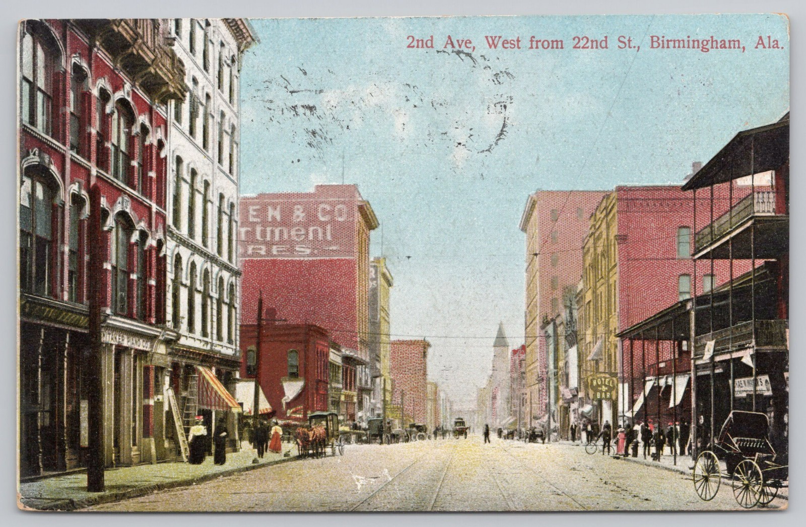 Postcard 2nd Avenue West from 22nd Street Birmingham Alabama Posted