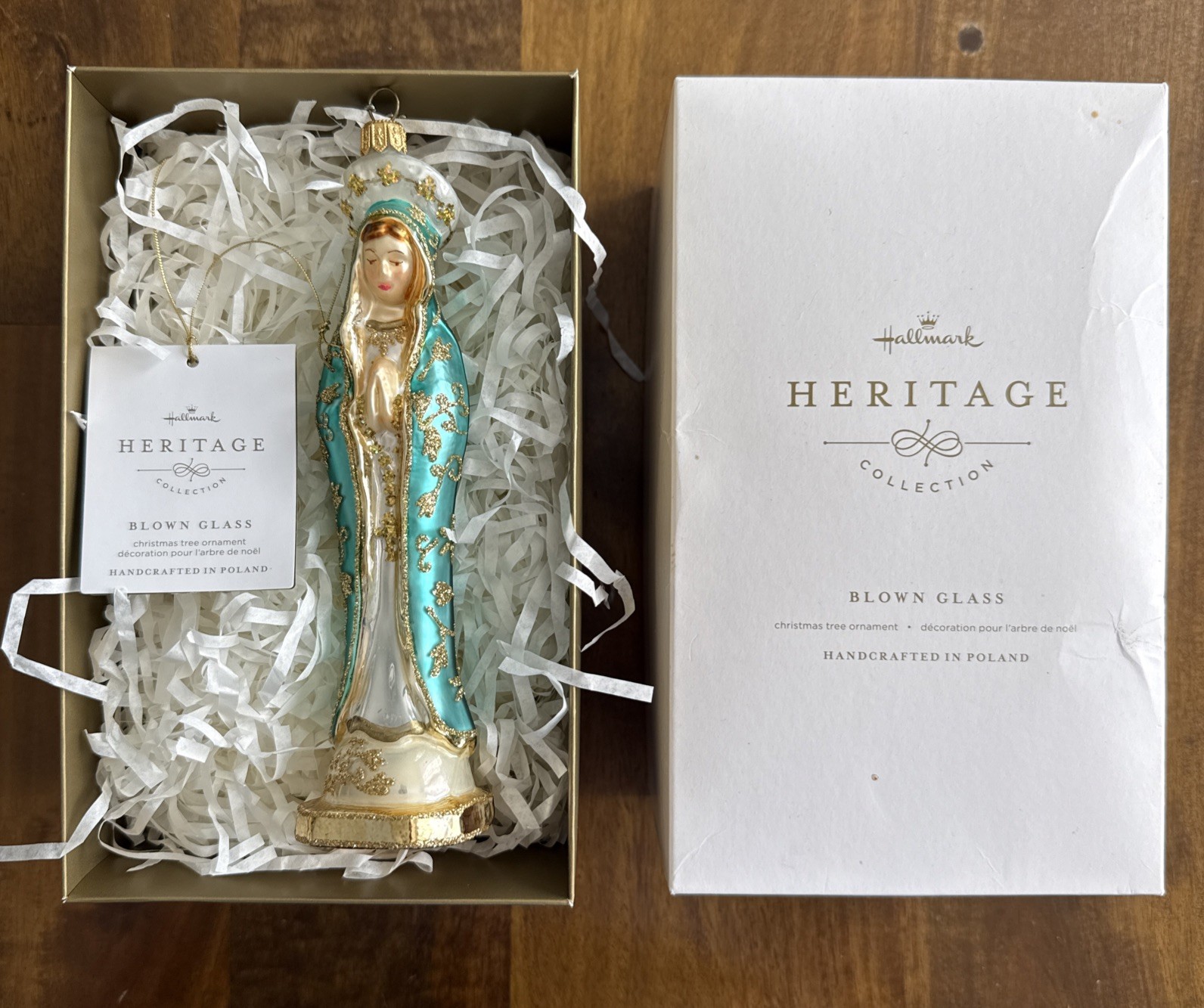 Hallmark Madonna Virgin Mary Heritage Collection Blown Glass Ornament Poland