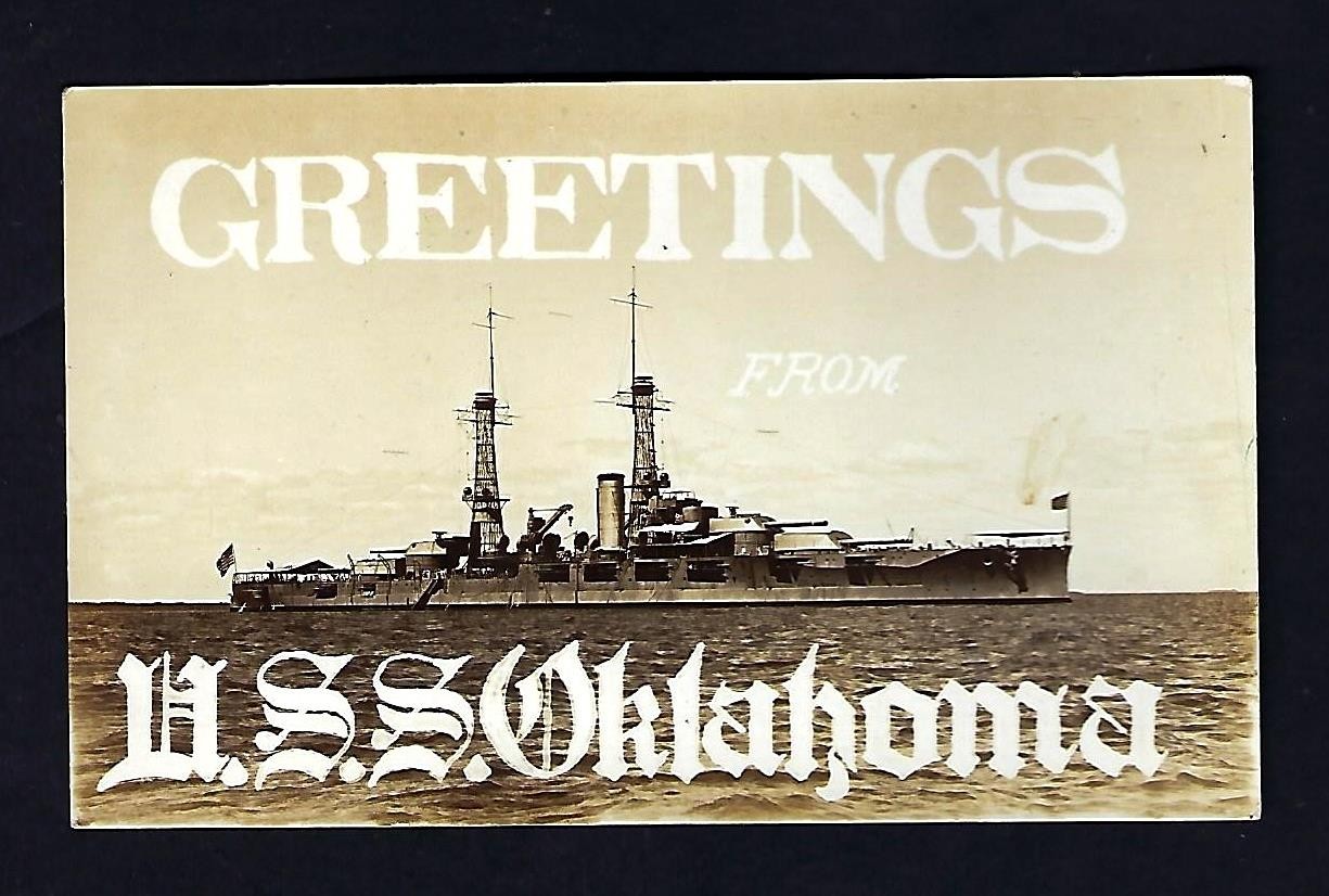 Early 1900's RPPC WWI U.S. U.S.S. Oklahoma (BB-37) Ship-Issued Sailor Mail