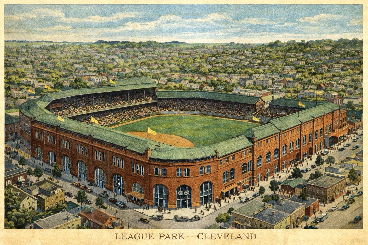 MODERN Postcard - League Park – Cleveland, Ohio Baseball Stadium D45