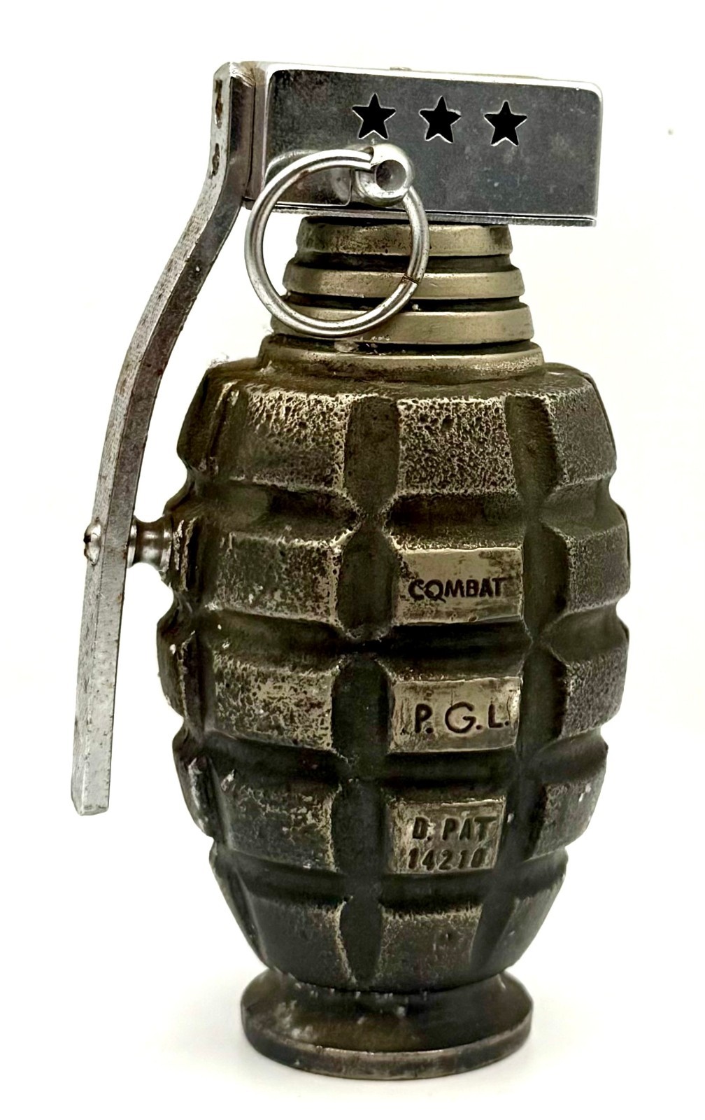 Vintage Japan Table Lighter Combat P.G.L. D.Pat 14210 Pineapple Figural As Is
