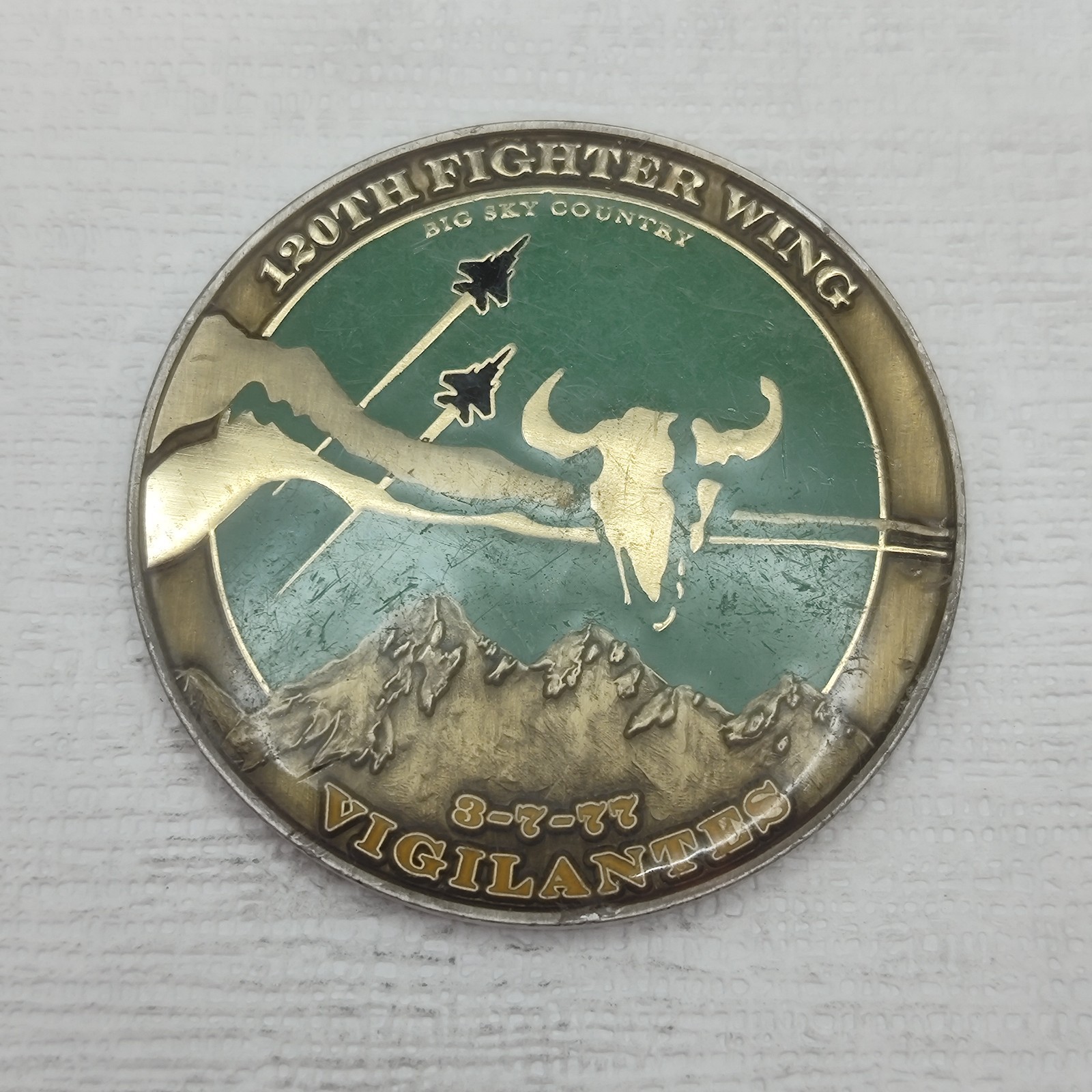USAF 120th Fighter Wing 3-7-77 Vigilantes Big Sky Country Challenge Coin