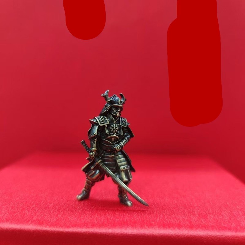Miniature Brass Samurai Figurine Handmade Japanese Warrior Art Sculpture